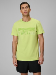 4F T-shirt reagular z nadrukiem męski - zielony XL