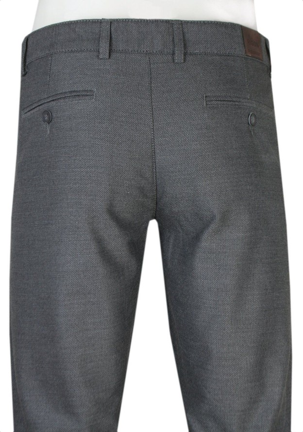Męskie Spodnie - Rigon - Zwężane Nogawki - Szaro Stalowy Kolor