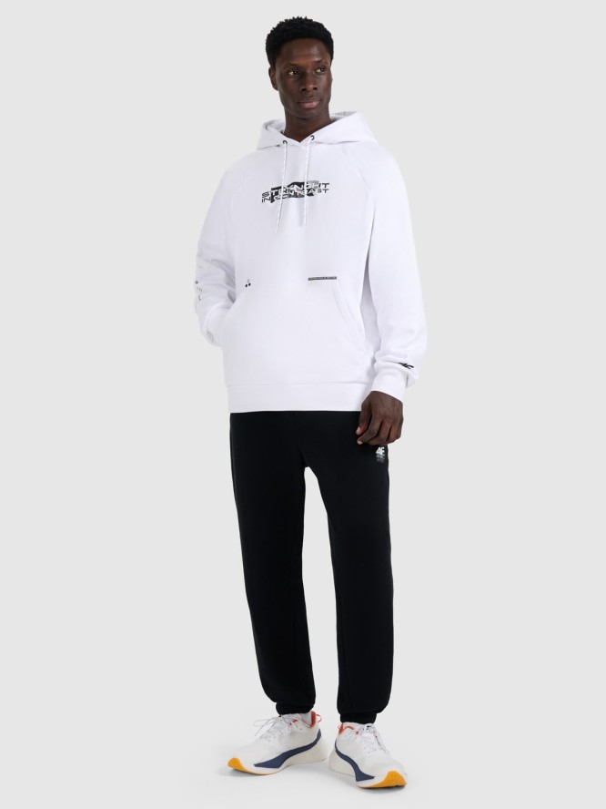 4F Bluza dresowa nierozpinana z kapturem męska - biała XXL