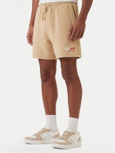 Tommy Jeans Szorty sportowe Signature DM0DM23017 Beżowy Regular Fit