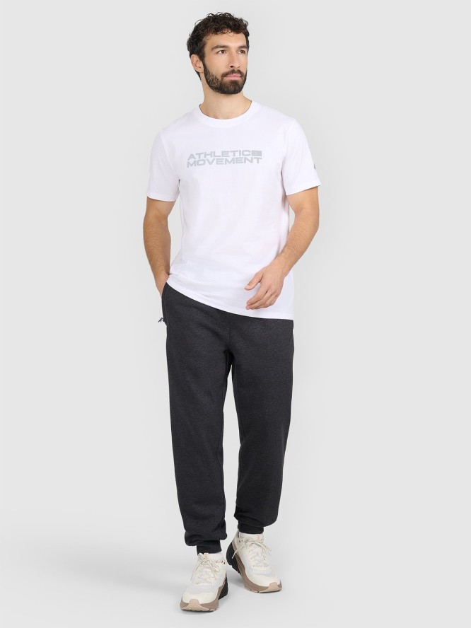 4F T-shirt regular z nadrukiem męski - biały M