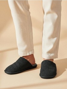 Ocieplane kapcie z futerkiem - szary