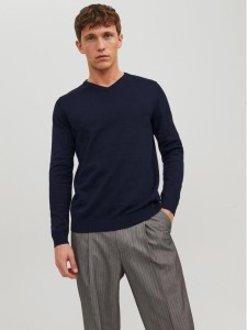 Jack & Jones Sweter 12137194 Granatowy Regular Fit