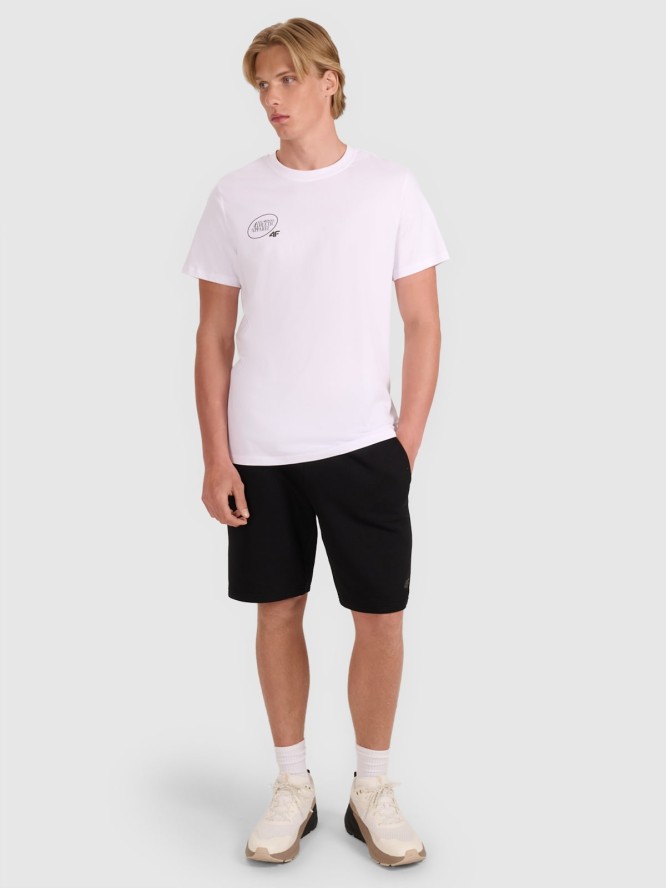 4F T-shirt regular z nadrukiem męski - biały XXL