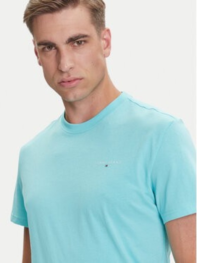 Tommy Jeans T-Shirt Linear Chest DM0DM21780 Zielony Slim Fit