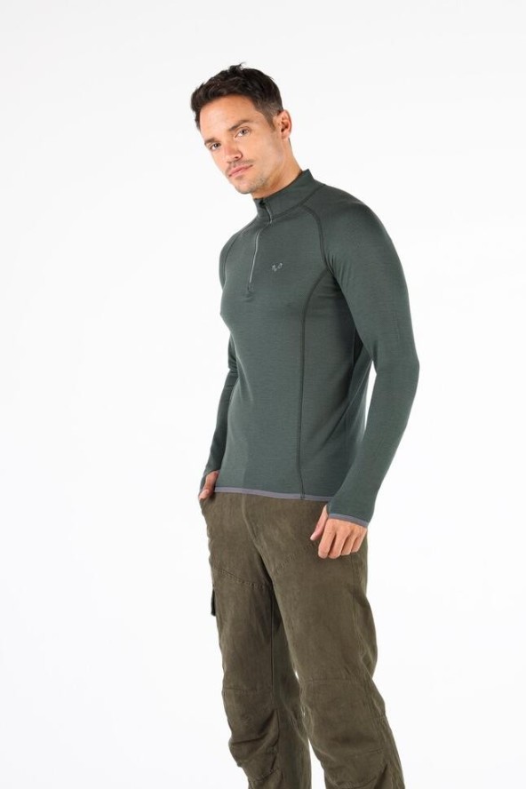 Koszulka turystyczna męska z długim rękawem 100% Merino WOOLONA Halldor