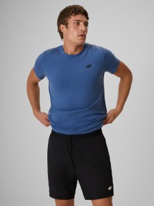 4F T-shirt regular gładki męski - denim L