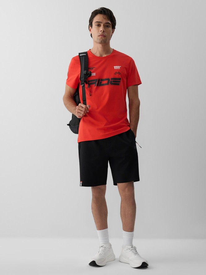 4F T-shirt slim z nadrukiem męski - czerwony XXL