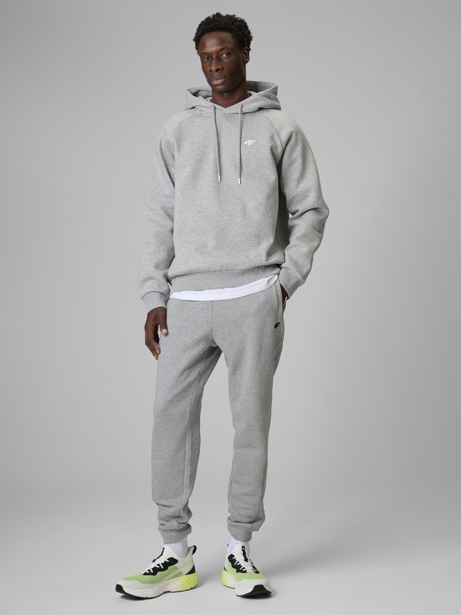 4F Bluza dresowa regular z kapturem męska - szara S