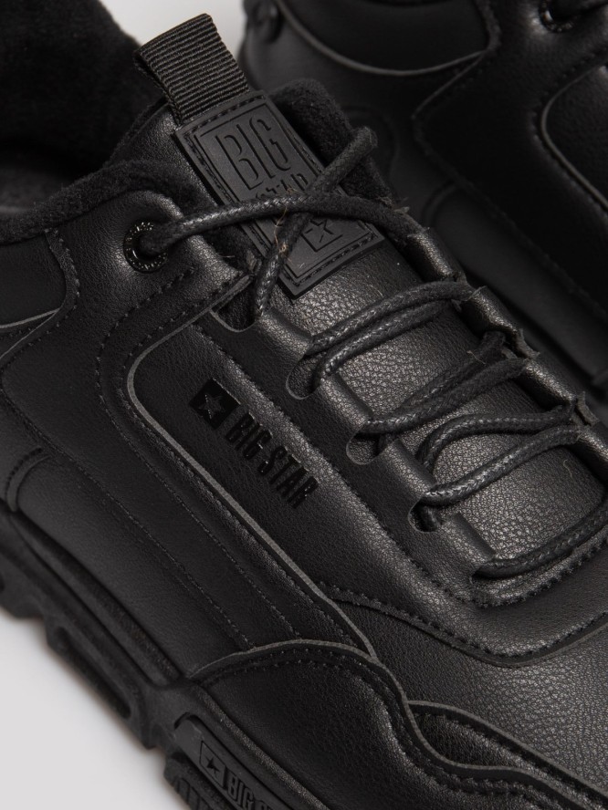 Sneakersy męskie ze skóry ekologicznej czarne OO174584 906