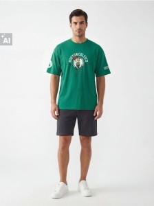 Bawełniana koszulka z nadrukiem Boston Celitics NBA - zielony