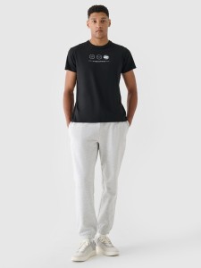 4F T-shirt regular z nadrukiem męski - czarny M