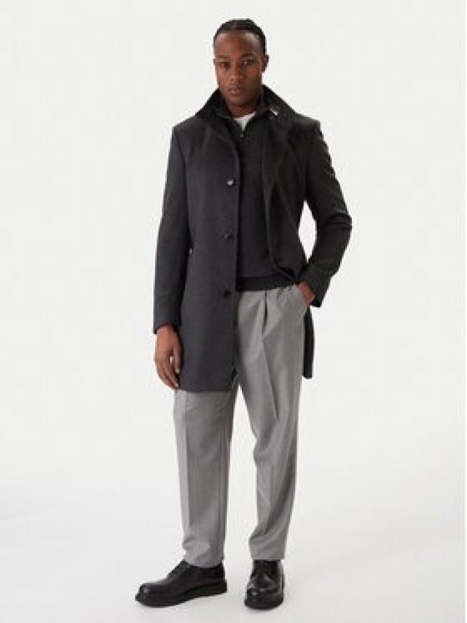 BOSS Płaszcz wełniany H-Hyde 50551078 Szary Slim Fit