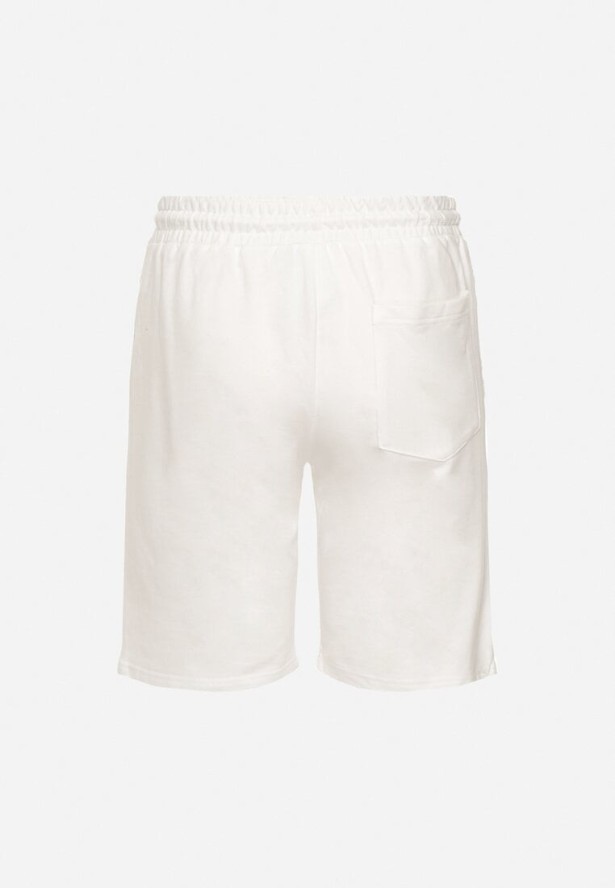 Białe Bawełniane Szorty Dresowe z Gumką w Pasie i Sznurkiem Jorpia