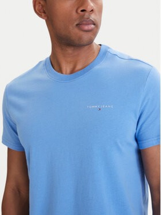 Tommy Jeans T-Shirt Linear Chest DM0DM21780 Niebieski Slim Fit