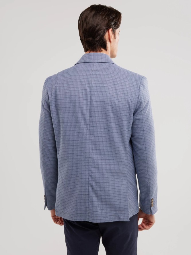 Marynarka męska w delikatną kratę niebieska Gregon 401