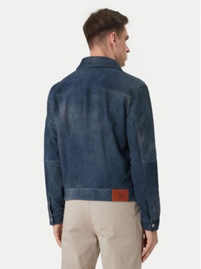Calvin Klein Jeans Kurtka skórzana 90s LV04RF404G Granatowy Regular Fit