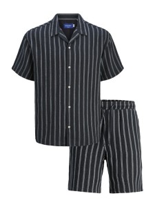 Jack & Jones Komplet koszula i szorty materiałowe Easter 12281255 Granatowy Relaxed Fit