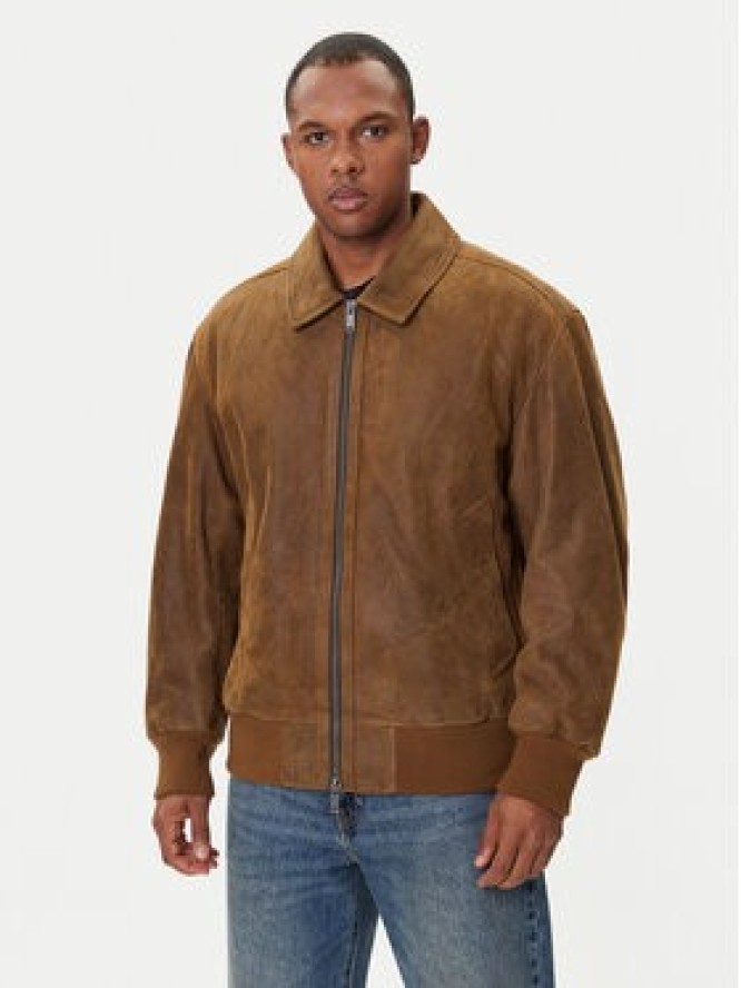 BOSS Kurtka skórzana Jonier 50547567 Beżowy Relaxed Fit