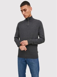 Jack & Jones Sweter Emil 12189339 Szary Regular Fit