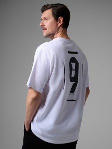4F T-shirt loose z nadrukiem męski 4F x Robert Lewandowski - biały M
