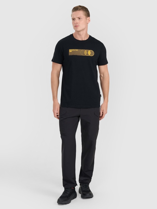 4F T-shirt regular z nadrukiem męski - czarny XXL