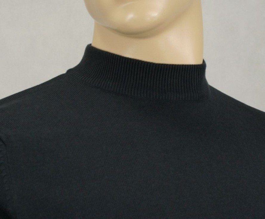 Półgolf Granatowy Bawełniany - Brave Soul - Prosty Krój, Klasyczny, Męski