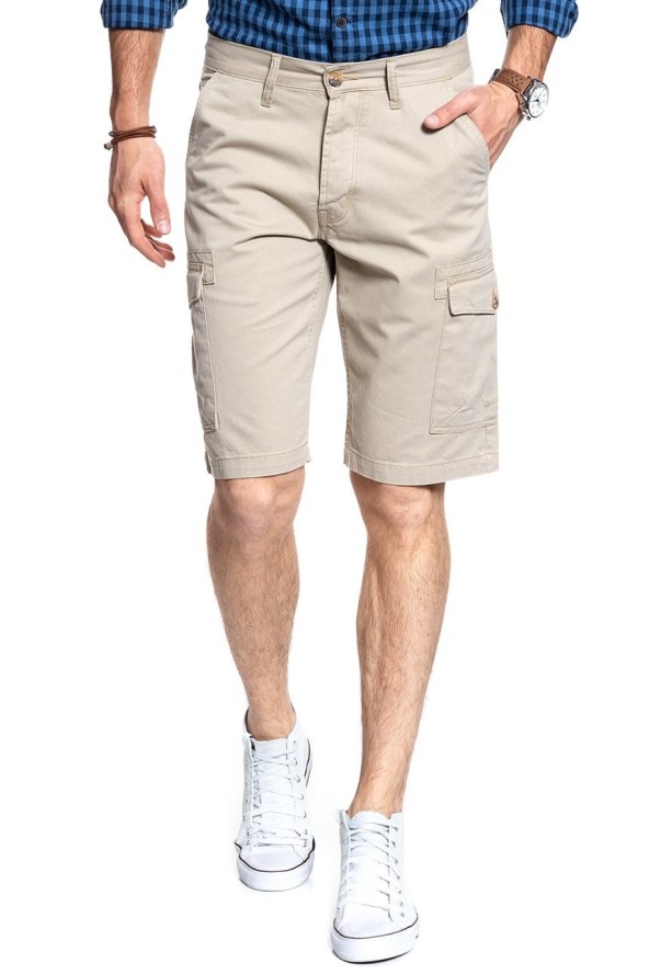 KRÓTKIE SPODENKI WRANGLER CARGO SHORT CAMEL WASHED W15DHC49J 112126785