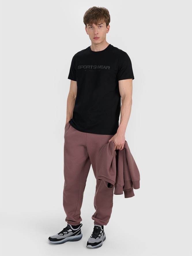 4F T-shirt regular z nadrukiem męski - czarny L