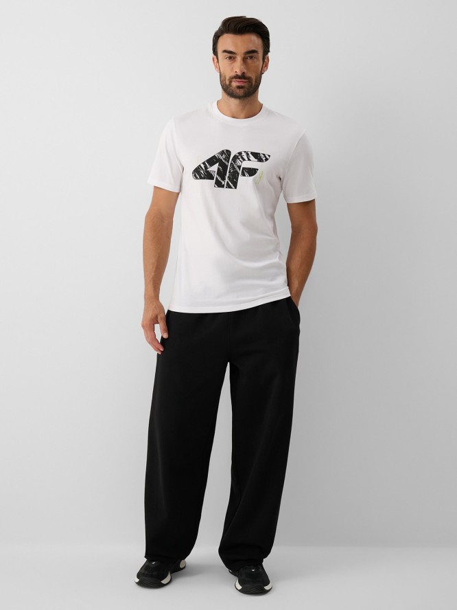 4F T-shirt regular z nadrukiem męski - biały S