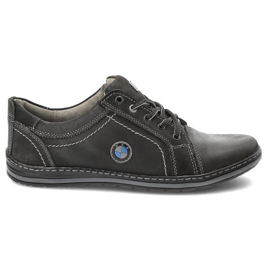 Półbuty męskie Avanti, sznurowany fason niska cholewka gładka powierzchnia z dekoracyjnymi przeszyciami elastyczna lekka podeszwa, czarne, 422-03