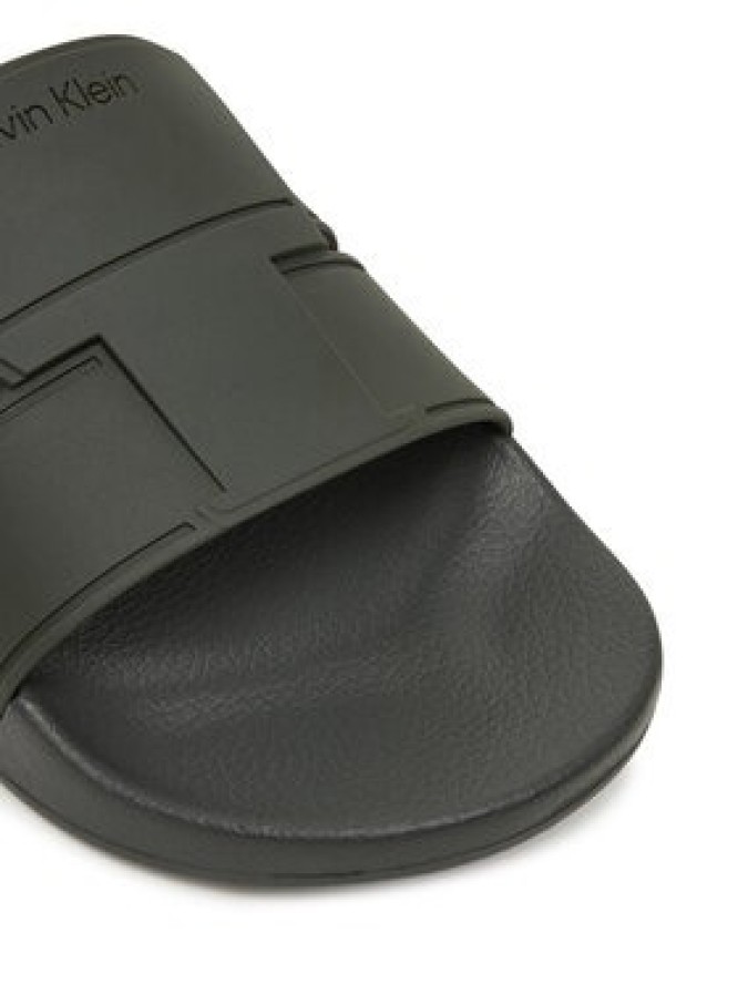 Calvin Klein Klapki Pool Slide Double T HM0HM01752 Khaki