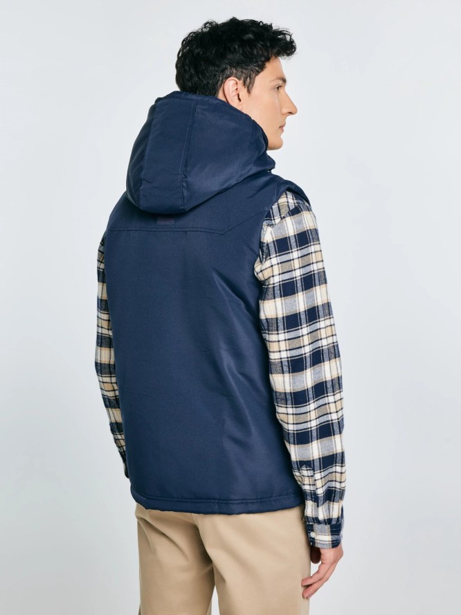 Kamizelka męska z kapturem granatowa Yves 403