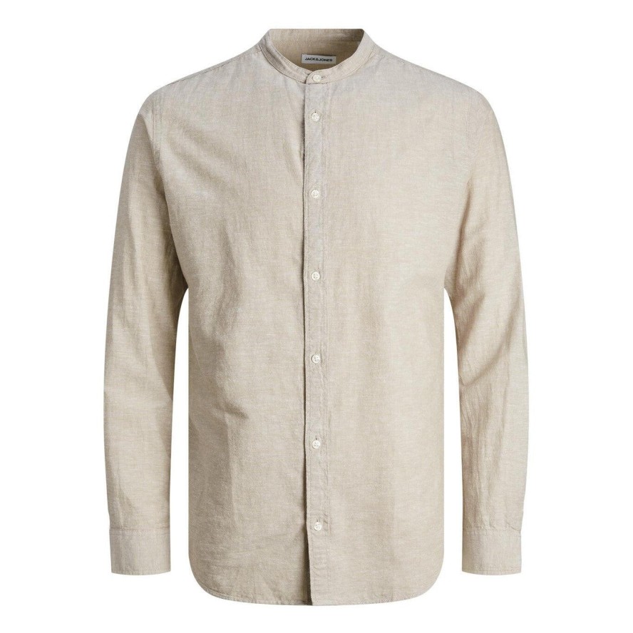 Koszula Jack & Jones letnia mieszanka lnu crockery