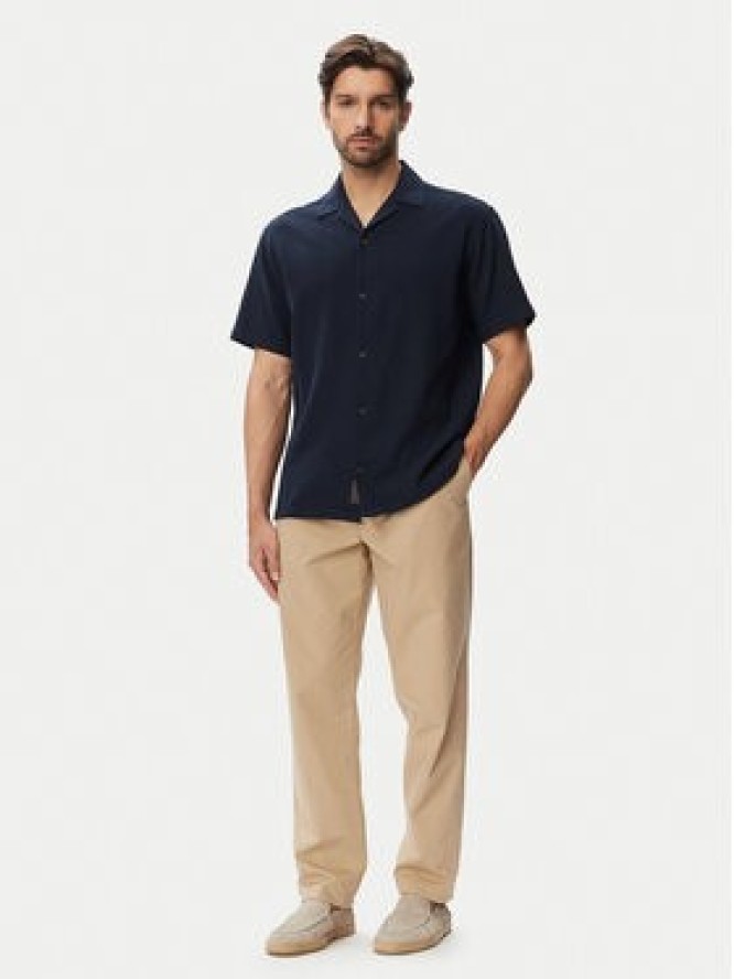 Jack & Jones Koszula Global Waffle Resort 12295551 Granatowy Relaxed Fit
