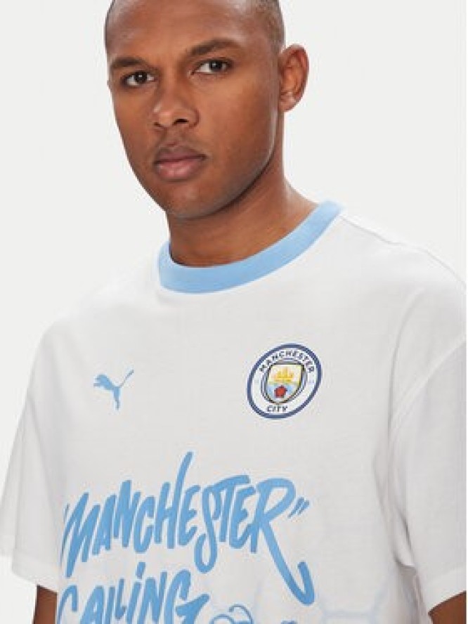 Puma T-Shirt CWC Hoops x Man City 631695 Biały Regular Fit