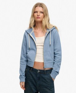 superdry Krótka bluza z kapturem Essential Logo, 100% bawełna – Tidal Blue