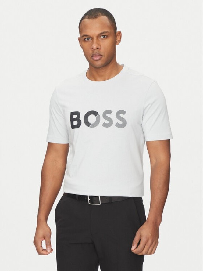 BOSS T-Shirt Tape Logo 50530990 Szary Regular Fit
