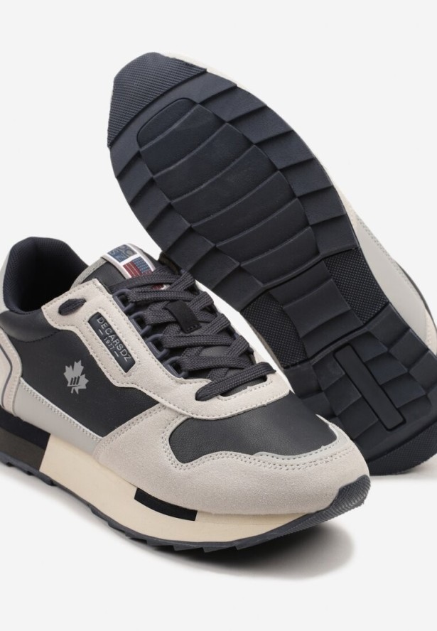 Granatowe Buty Sportowe Sneakersy z Ozdobnymi Wstawkami Vevilira