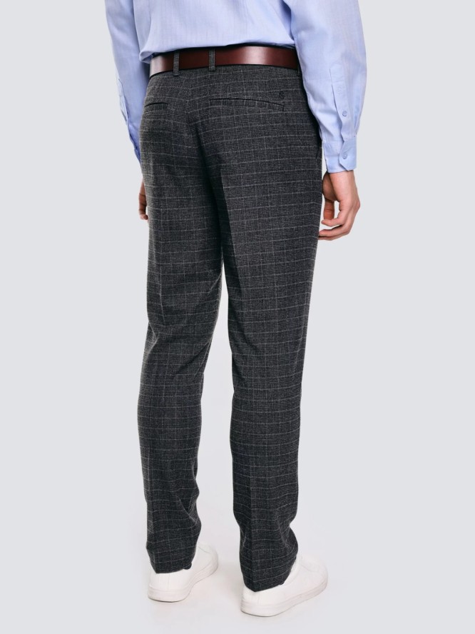 Spodnie męskie z kantem w kratę szare Jordini 903