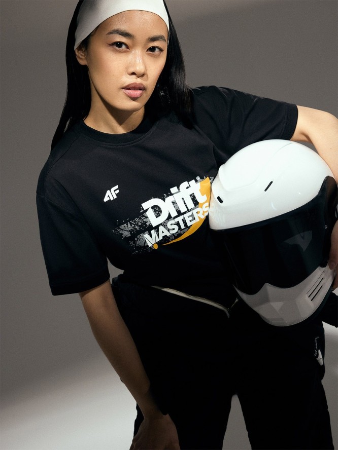 4F T-shirt regular z nadrukiem uniseks 4F x Drift Masters - czarny XL