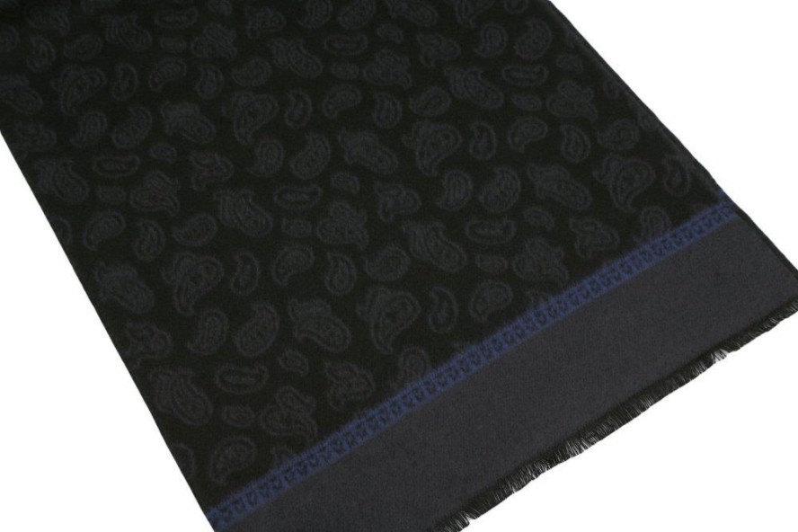 Szalik, Czarny Miękki w Paisley, Łezki, Delikatny, Cashmink -V.Fraas