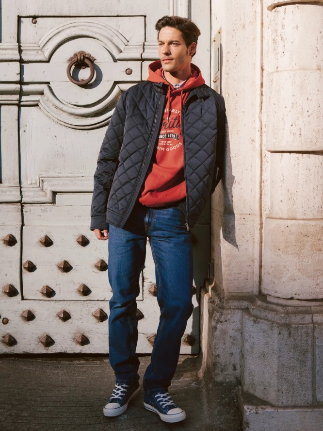 Bluza męska z kapturem z nadrukiem czerwona Herity 704