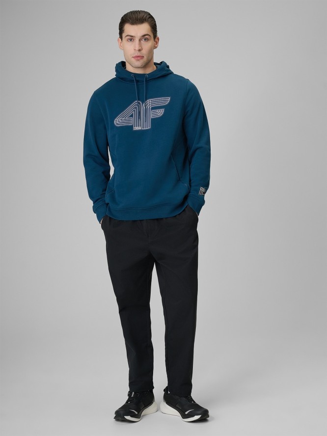 4F Bluza dresowa regular z kapturem męska - turkusowa XL