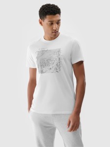 4F T-shirt regular z nadrukiem męski - biały XXL