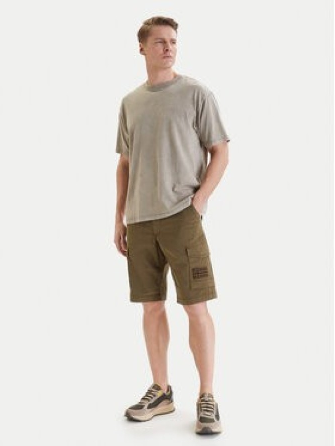 Napapijri Szorty materiałowe N-Horton NP0A4HOS Khaki Regular Fit