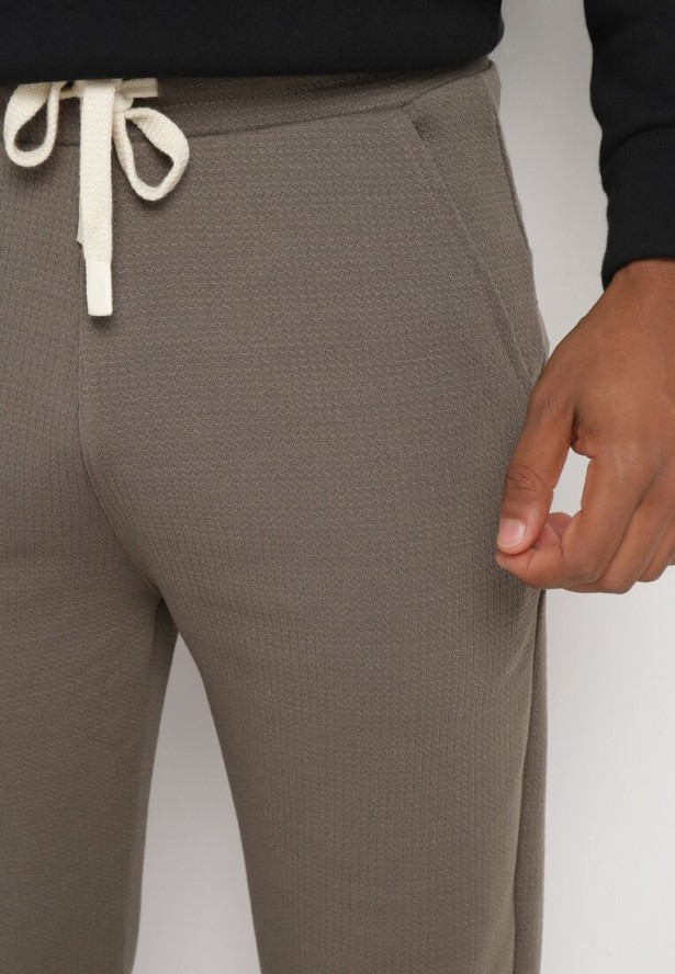 Zielone Spodnie Dresowe z Bawełną i Sznurkami Arlania