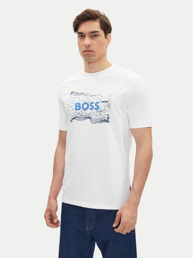 BOSS T-Shirt Logo Space 50539186 Biały Regular Fit