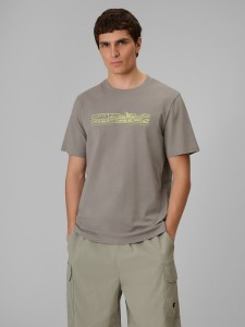 4F T-shirt regular z nadrukiem męski - szary S