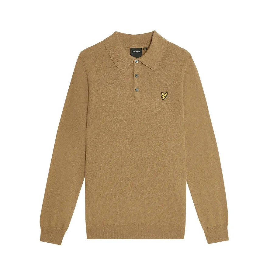 Wełniana koszulka polo z długim rękawem Lyle & Scott